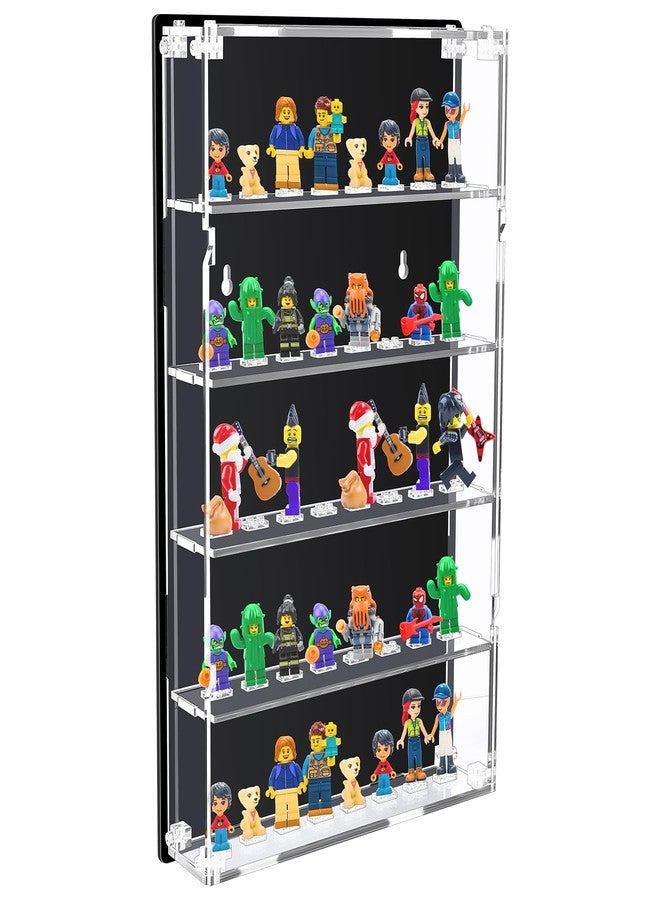 Lineshading Minifigures Display Case Wall Mounted with Built in Stands for 40 Figurines Clear Acrylic Showcase for Mini Figures 5 Tier Display Case for Mini Toys with Mounting Accessories - Image 1